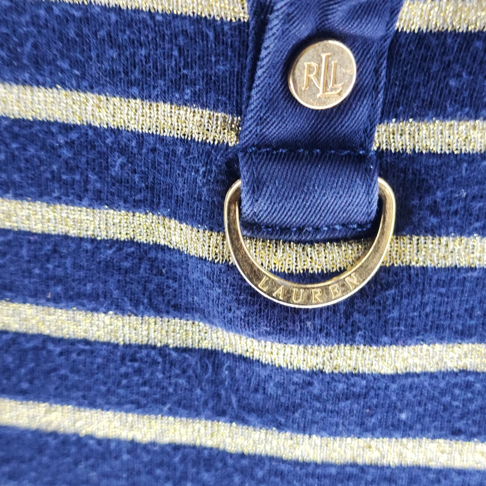 Lauren Ralph Lauren Blue and Cream Striped Blouse - Picture 3 of 4